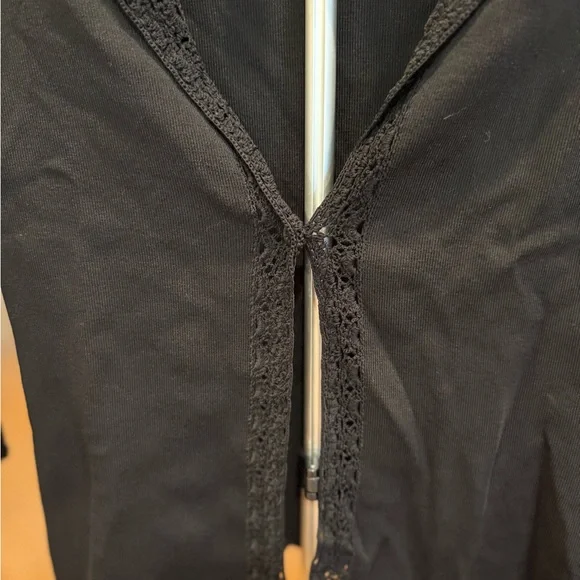 Black Women's Cardigan with lace trim - Picture 2 of 9